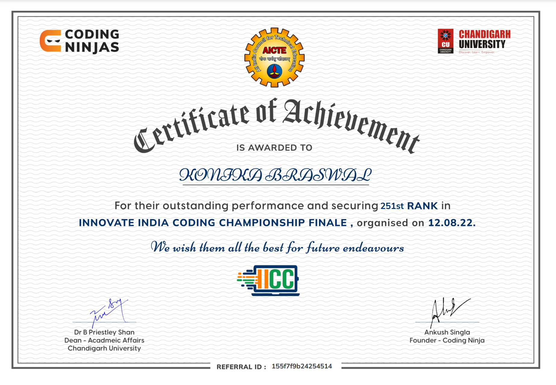 IICC CERTIFICATE